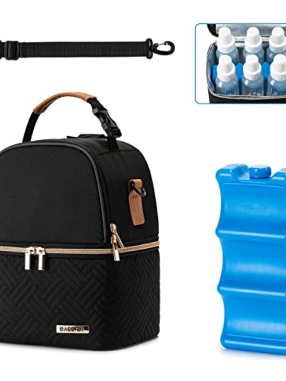 Breastmilk Cooler Bag with Ice Pack Fits 6 Bottles Double Layer Insulated